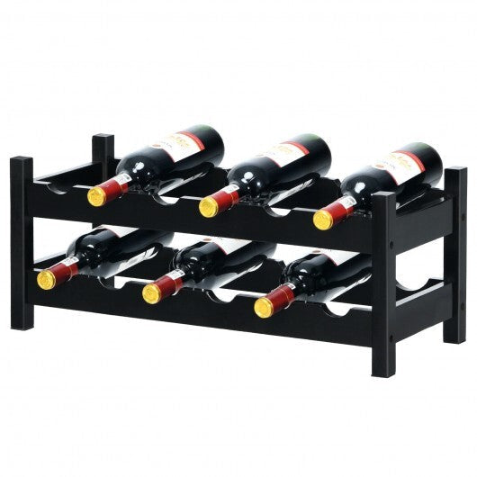2-Tier 12 Bottles Bamboo Storage Shelf  Wine Rack-Brown - Color: Brown LuxuryLifeWay Online Store