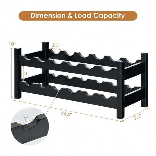 2-Tier 12 Bottles Bamboo Storage Shelf  Wine Rack-Brown - Color: Brown LuxuryLifeWay Online Store