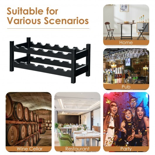 2-Tier 12 Bottles Bamboo Storage Shelf  Wine Rack-Brown - Color: Brown LuxuryLifeWay Online Store