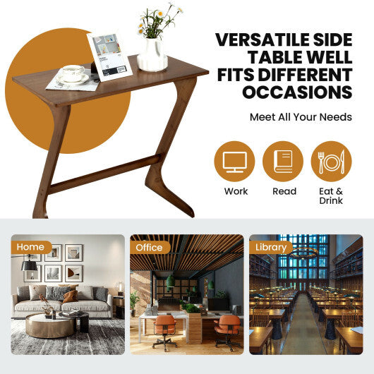 Bamboo Z-Shaped Spacious Sofa Side Table with Space-Saving Tabletop-Natural LuxuryLifeWay Online Store