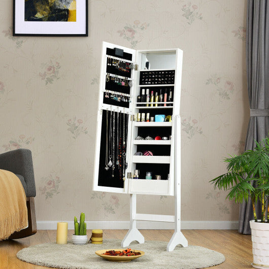 Mirrored Jewelry Cabinet Armoire Organizer w/ LED lights-White - Color: White LuxuryLifeWay Online Store