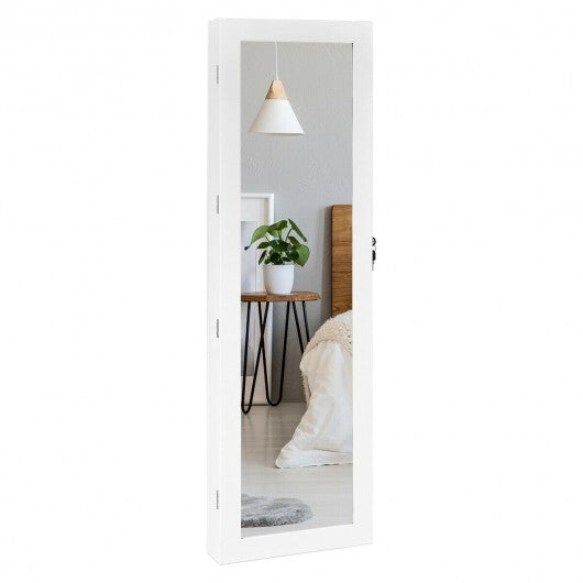 Wall Mounted Lockable Mirror Jewelry Cabinet with LED Light LuxuryLifeWay Online Store