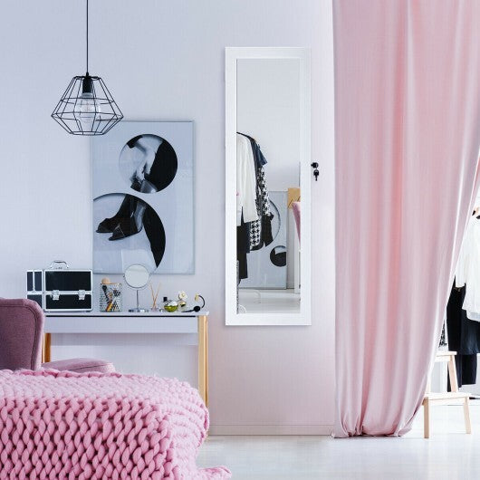 Wall Mounted Lockable Mirror Jewelry Cabinet with LED Light LuxuryLifeWay Online Store