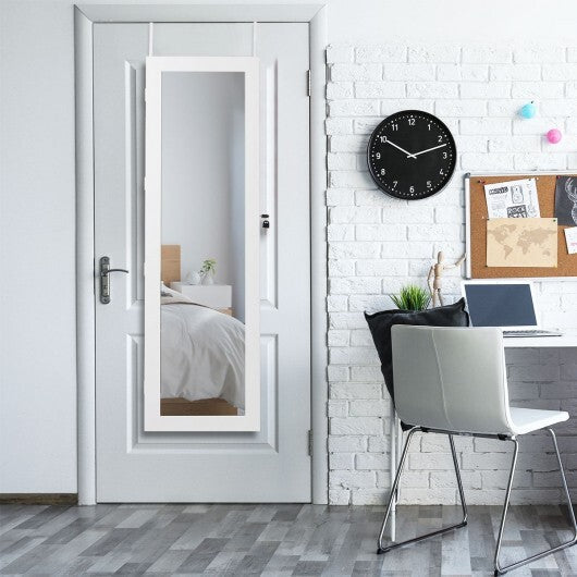 Wall Mounted Lockable Mirror Jewelry Cabinet with LED Light LuxuryLifeWay Online Store
