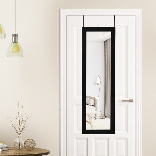 Lockable Wall Door Mounted Mirror Jewelry Cabinet w/LED Lights-Brown LuxuryLifeWay Online Store