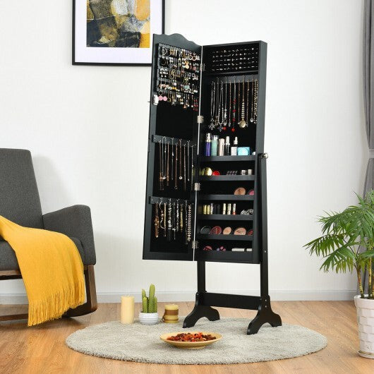 Mirrored Lockable Jewelry Cabinet Armoire Organizer Storage Box-Black - Color: Black LuxuryLifeWay Online Store