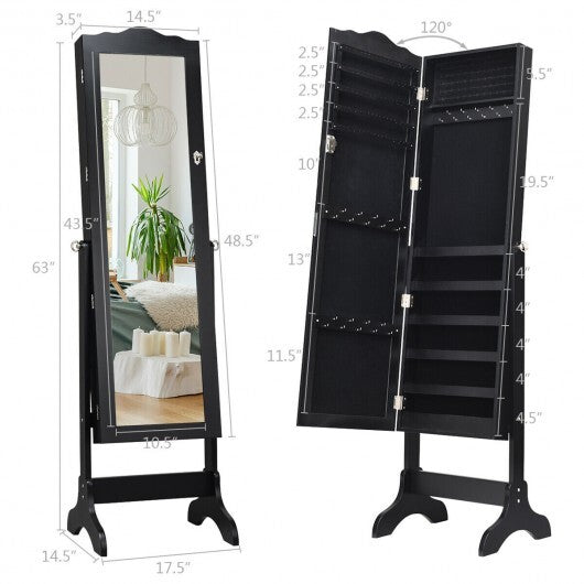 Mirrored Lockable Jewelry Cabinet Armoire Organizer Storage Box-Black - Color: Black LuxuryLifeWay Online Store