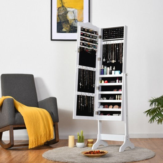 Mirrored Lockable Jewelry Cabinet Armoire Organizer Storage Box-Black LuxuryLifeWay Online Store