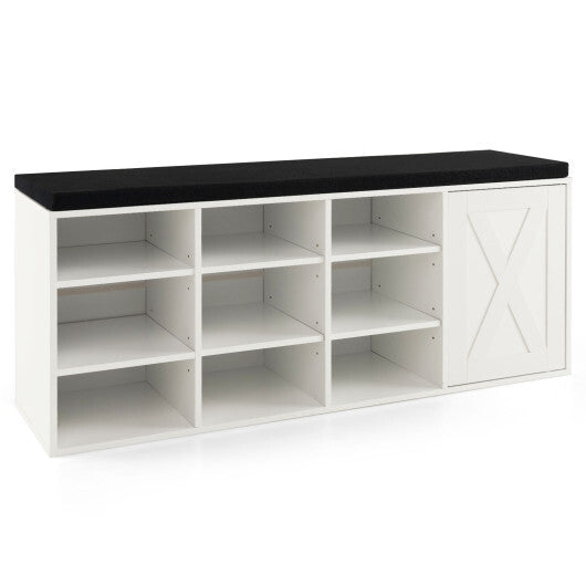 9-cube Adjustable Storage Shoe Bench with Padded Cushion-Rustic Brown LuxuryLifeWay Online Store