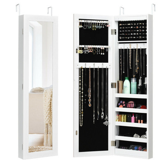 Wall And Door Mirrored Jewelry Cabinet With LED Light LuxuryLifeWay Online Store