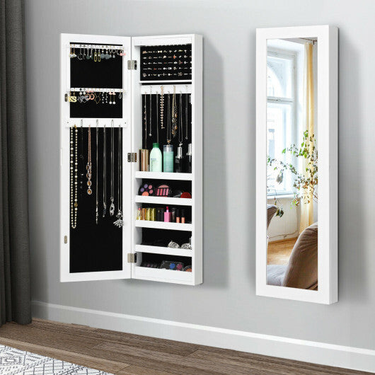 Wall And Door Mirrored Jewelry Cabinet With LED Light LuxuryLifeWay Online Store