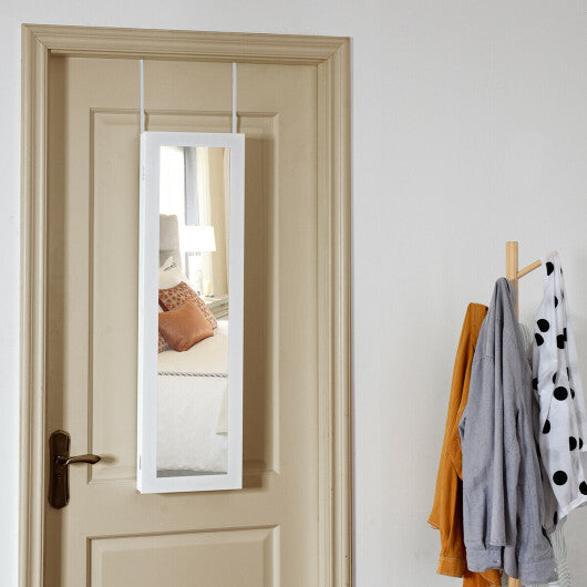 Wall And Door Mirrored Jewelry Cabinet With LED Light LuxuryLifeWay Online Store