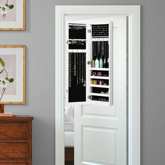 Wall And Door Mirrored Jewelry Cabinet With LED Light LuxuryLifeWay Online Store
