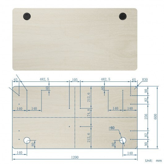 47" x 24" Universal Tabletop for Standard and Standing Desk Frame-Natural LuxuryLifeWay Online Store