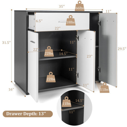 Buffet Sideboard Storage Cabinet with Spacious Table Top LuxuryLifeWay Online Store