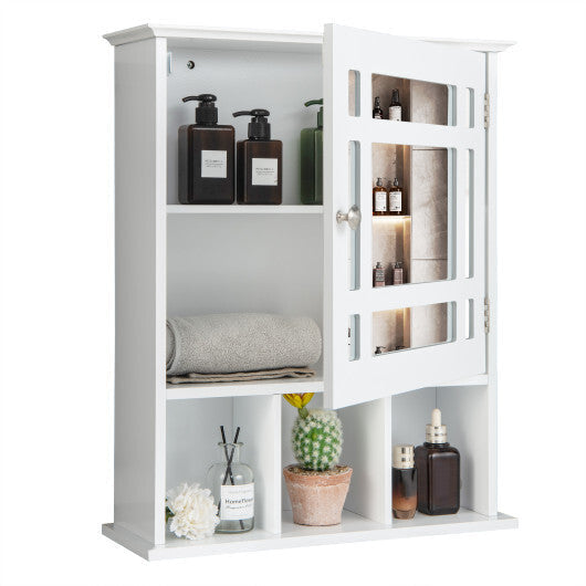 Wall Mounted and Mirrored Bathroom Cabinet-Brown LuxuryLifeWay Online Store