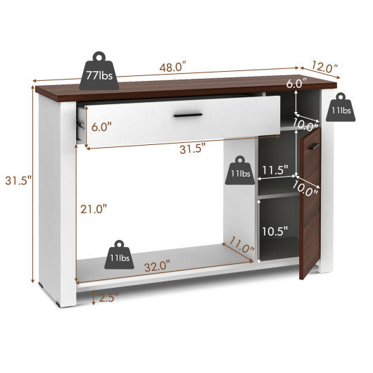 48 Inch Console Table with Drawer and Cabinet LuxuryLifeWay Online Store