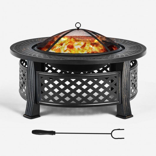 Outdoor Fire Pit with BBQ Grill and High-temp Resistance Finish LuxuryLifeWay Online Store