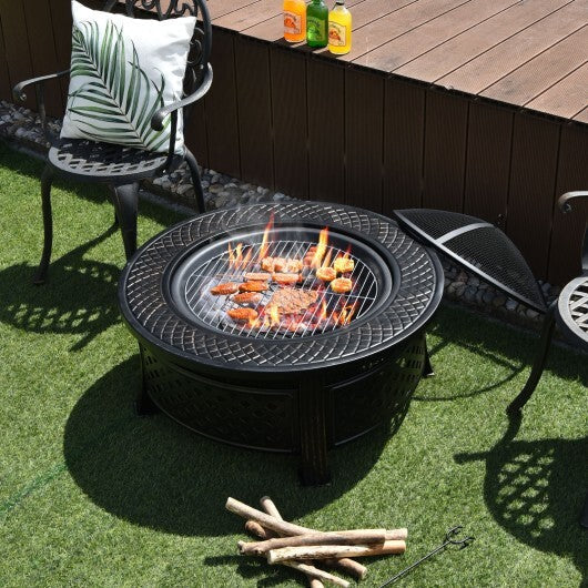 Outdoor Fire Pit with BBQ Grill and High-temp Resistance Finish LuxuryLifeWay Online Store