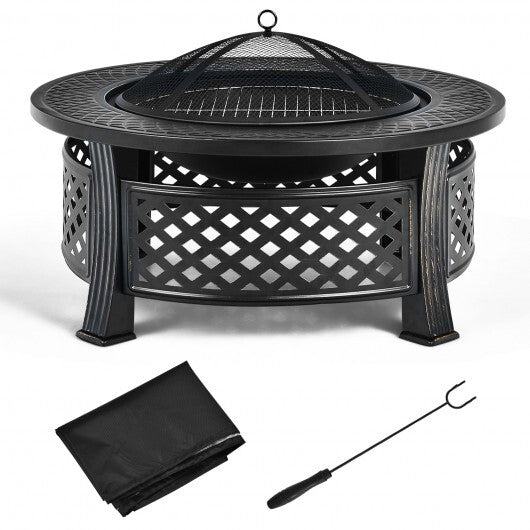 Outdoor Fire Pit with BBQ Grill and High-temp Resistance Finish LuxuryLifeWay Online Store