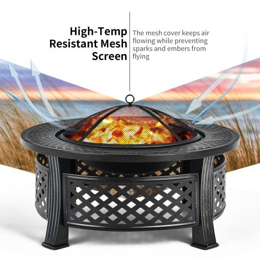 Outdoor Fire Pit with BBQ Grill and High-temp Resistance Finish LuxuryLifeWay Online Store