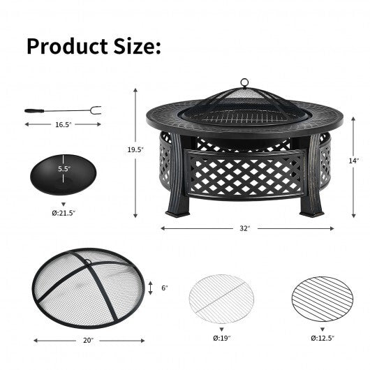 Outdoor Fire Pit with BBQ Grill and High-temp Resistance Finish LuxuryLifeWay Online Store
