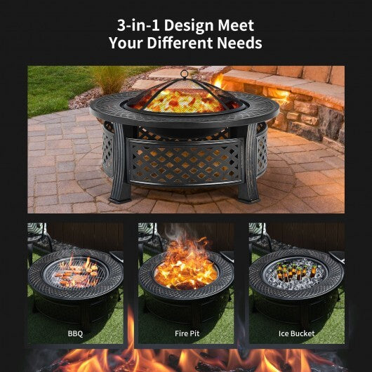 Outdoor Fire Pit with BBQ Grill and High-temp Resistance Finish LuxuryLifeWay Online Store