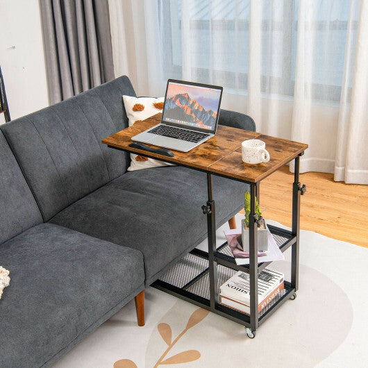 Adjustable C-Shaped Bedside Table-Rustic Brown LuxuryLifeWay Online Store