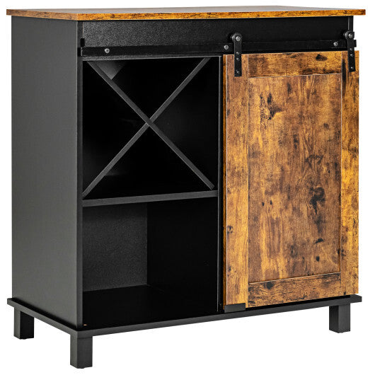 Industrial Storage Cabinet with Sliding Barn Door-Rustic Brown LuxuryLifeWay Online Store