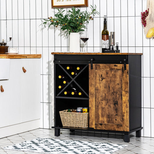 Industrial Storage Cabinet with Sliding Barn Door-Rustic Brown LuxuryLifeWay Online Store