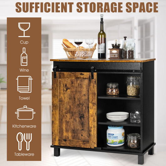 Industrial Storage Cabinet with Sliding Barn Door-Rustic Brown LuxuryLifeWay Online Store