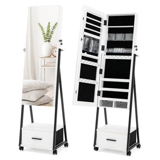 Jewelry Cabinet with Full Length Mirror-White LuxuryLifeWay Online Store