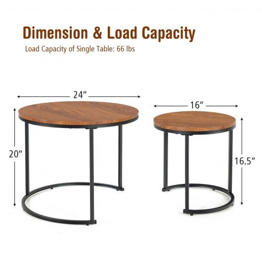 Set of 2 Modern Round Stacking Nesting Coffee Tables for Living Room-Light Brown - Color: Light Brown LuxuryLifeWay Online Store