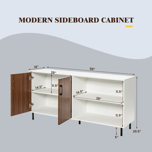 Modern Buffet Sideboard with 2 Doors and Open Compartments-Walnut LuxuryLifeWay Online Store