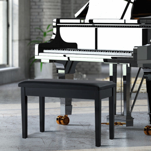 Solid Wood PU Leather Padded Piano Bench Keyboard Seat-Black LuxuryLifeWay Online Store