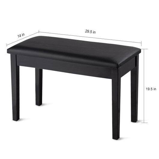 Solid Wood PU Leather Padded Piano Bench Keyboard Seat-Black LuxuryLifeWay Online Store