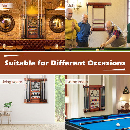 Wall-mounted Billiards Pool Cue Rack Only-Brown - Color: Brown LuxuryLifeWay Online Store