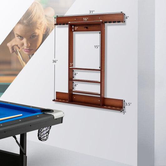 Wall-mounted Billiards Pool Cue Rack Only-Brown - Color: Brown LuxuryLifeWay Online Store