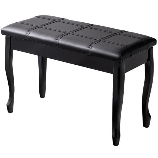 Solid Wood PU Leather Piano Bench with Storage-Black LuxuryLifeWay Online Store