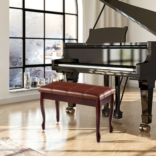 Solid Wood PU Leather Piano Bench with Storage-Brown - Color: Brown LuxuryLifeWay Online Store