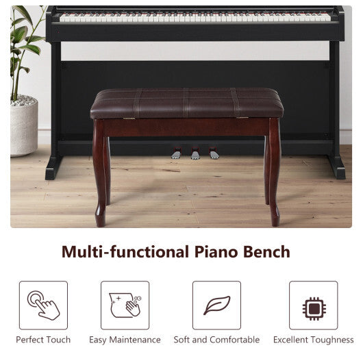 Solid Wood PU Leather Piano Bench with Storage-Brown - Color: Brown LuxuryLifeWay Online Store