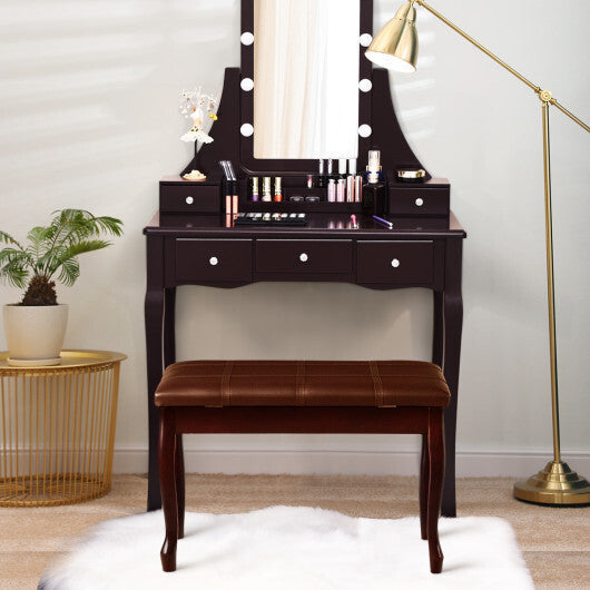 Solid Wood PU Leather Piano Bench with Storage-Brown - Color: Brown LuxuryLifeWay Online Store