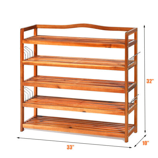 5-Tier Wood Large Shoe Rack Holds up 12-18 Pairs LuxuryLifeWay Online Store