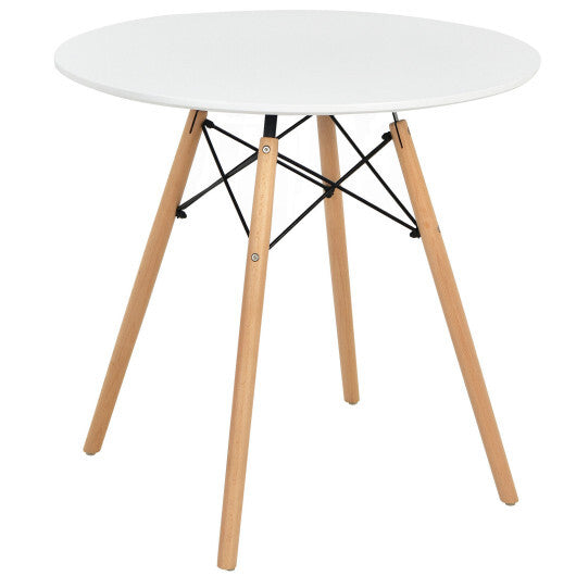 Round Modern Dining Table with Solid Wooden Leg-White - Color: White LuxuryLifeWay Online Store