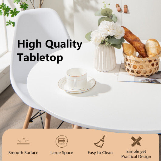 Round Modern Dining Table with Solid Wooden Leg-White - Color: White LuxuryLifeWay Online Store
