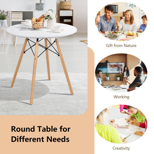 Round Modern Dining Table with Solid Wooden Leg-White - Color: White LuxuryLifeWay Online Store