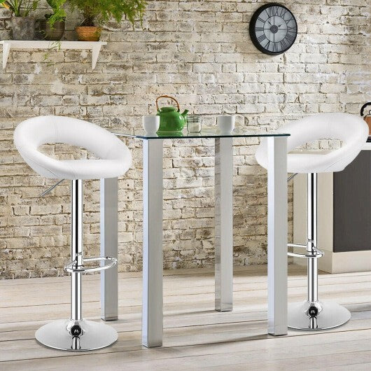 Height Adjustable Bar Stools Set of 2 with Hollow Back and Footrest-Black LuxuryLifeWay Online Store