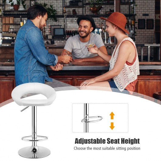 Height Adjustable Bar Stools Set of 2 with Hollow Back and Footrest-Black LuxuryLifeWay Online Store