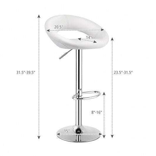Height Adjustable Bar Stools Set of 2 with Hollow Back and Footrest-Black LuxuryLifeWay Online Store