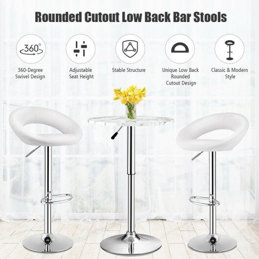Height Adjustable Bar Stools Set of 2 with Hollow Back and Footrest-Black LuxuryLifeWay Online Store